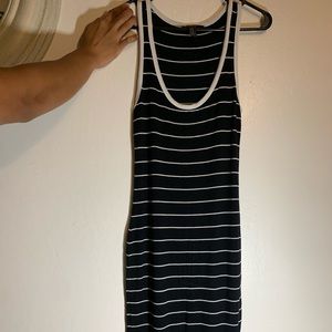 Black and White Striped Midi Dress
